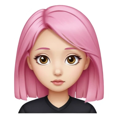 An Asian girl with pink-blonde hair, big eyes, thick eyebrows, and long eyelashes; only her head... sticker