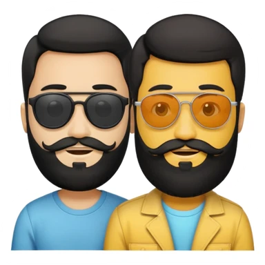 Van u make 2 cool young emojis with shades side by side, both have faded hair, one of them should also have faded beard. Beneath the faded beared emoji should have the initials WQ and the other PJ. black hair and beard sticker