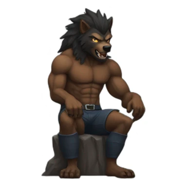 Lonely werewolf dark sitting muscular sticker