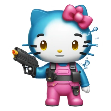 Hellokitty with a water gun sticker