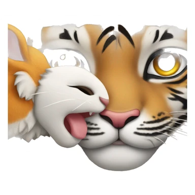 bunny is kissing a tiger sticker