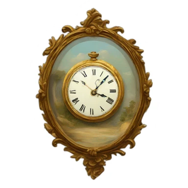 artistic painting with antique timepiece sticker