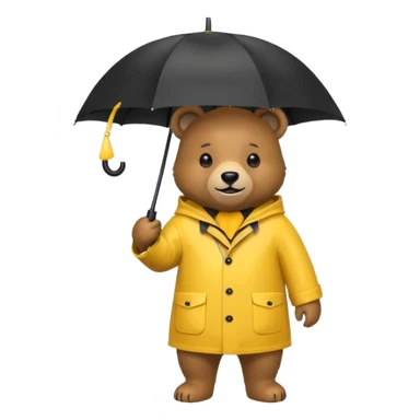 Bear with umbrella, wearing rain coat sticker
