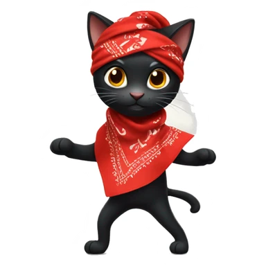 dancing black cat wearing a red bandana sticker
