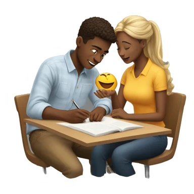 a college student couple is studying sticker