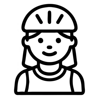 Change the girl's dress color to pink, keep the red bike helmet, no background. Maintain the outlined icon style of the image. sticker