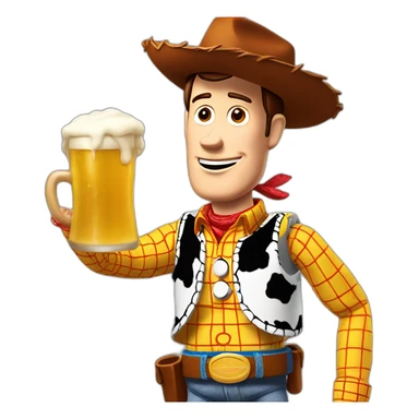 woody toy story holding a beer sticker