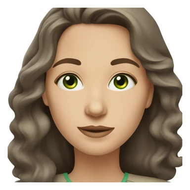 Caucasian woman with bright green eyes and long dark brown wavy hair sticker