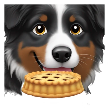 Small black australian shepherd dog eating pie  sticker