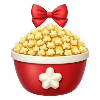 popcorn in bowl with bow sticker
