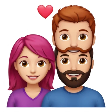 👩🏼‍❤️‍👨🏽 Something like this, but make the guy more lighter and give the girl a bit more red hair like ginger style make the guy have dark brown hair, same with the beard and add her in the middle top don’t forget the pink heart in the middle above us sticker