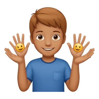 kid with tan hair and holding a six in his hand and a seven and the other hand sticker