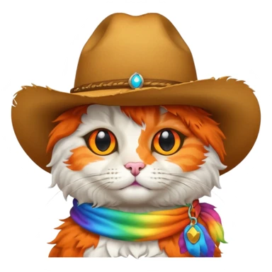 Rainbow cat with cowboy hat sticker