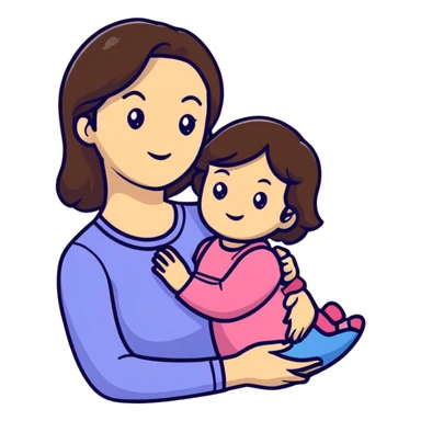 mother and daughter with brunette hair sticker