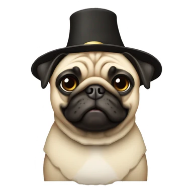 Pug wearing a pilgrim hat sticker