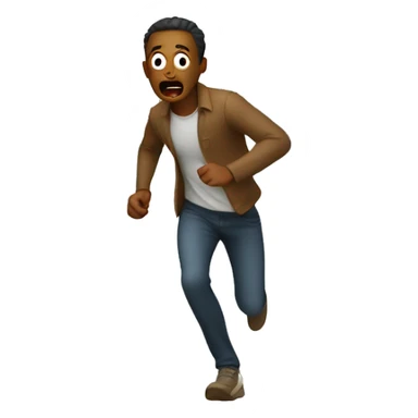 A scared man running away sticker