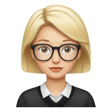 White woman, Blode hightlights, glasses,  sticker