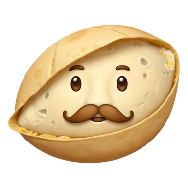 a fresh "Flting" flour tortilla football with a mustache sticker