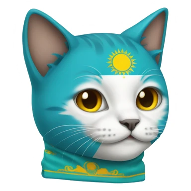 Cat with Kazakhstan flag  sticker