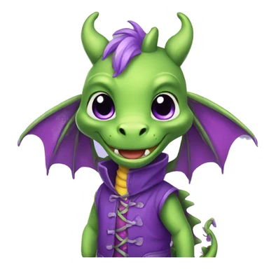 cute purple dragon wearing clothes sticker