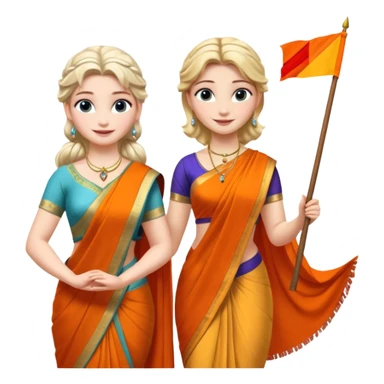 Elsa and Anna Arendelle meets with goddess Bharat Mata sticker