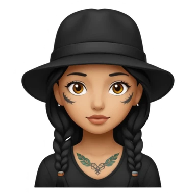 tattoo girl with black hat sticker