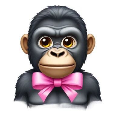Gorilla with pink bow by ear sticker