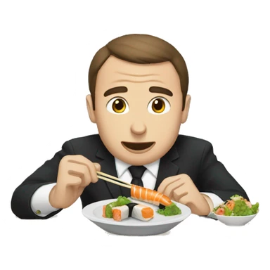 macron eating shushi  sticker