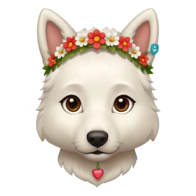 Brown eyes White Shepard with very short fur with 1 flowerband on the head sticker