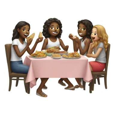 group of girls enjoying food sticker