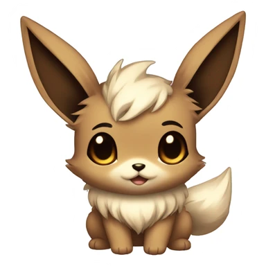 Kawaii Shiny Eevee with dark brown long emo hair covering her eyes Full Body sticker