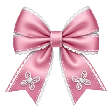 Pink ribbon bow with white lace  sticker
