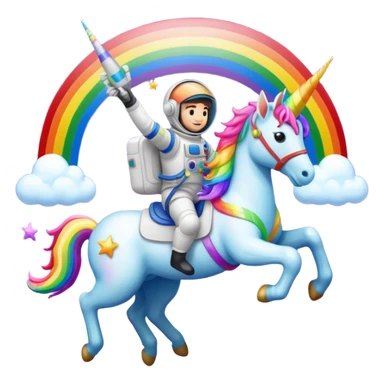 An astronaut riding a rainbow unicorn sticker