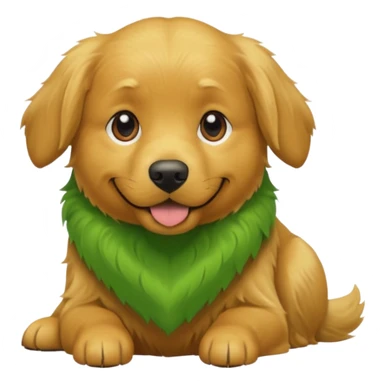 green dog extra furry golden retriever. The dog fur is green sticker