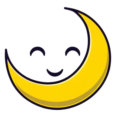 yellow crescent moon with a cute smiling face and dimples sticker