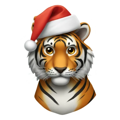 Tiger wearing a Christmas hat  sticker