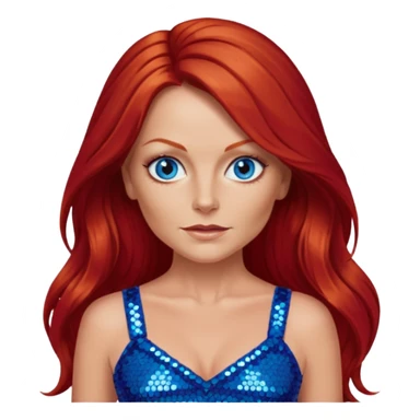 Geri Halliwell with long red hair, blue eyes, red sequin crop top sticker