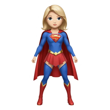 Supergirl superhero full body, blue suit with red cape and S emblem sticker