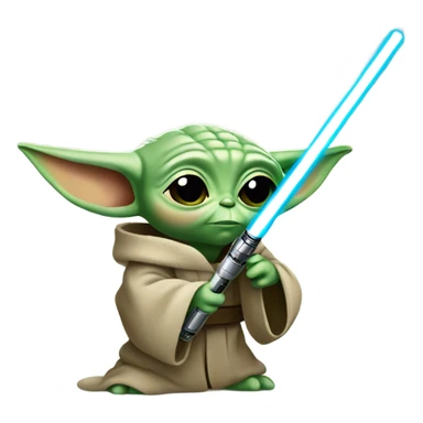 Baby yoda with lightsaber sticker