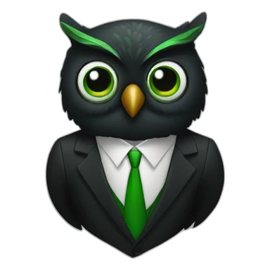 tada party black and green owl in a suit sticker
