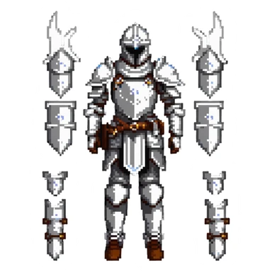 full mythril armor set, fantasy plate mail, complete set with helmet, chestplate, gauntlets, and boots sticker