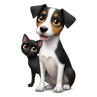 Jack russell with black cat sticker
