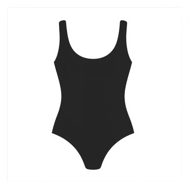 flat vector black and white one piece swimsuit isolated sticker