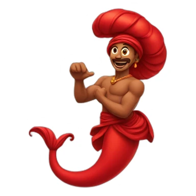 A red genie sticker