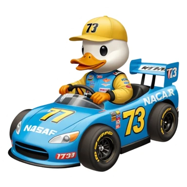 duck driving a nascar number 73 sticker