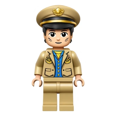 Jotaro Kujo as lego minifigure, full lego figurine view sticker