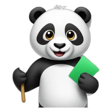 a panda holding a score board sticker