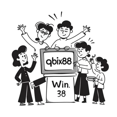 Gaming platform 'qbix88' with large community of players winning together and enjoying benefits sticker