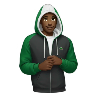 Black guy using lacoste hoodie sticker