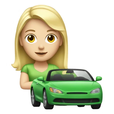 Blonde white girl driving green car  sticker